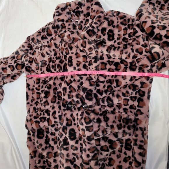 NEW‎ Steve Madden faux fur vegan pink leopard mob wife jacket coat M - Picture 8 of 12